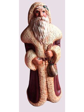 Vintage 1990 Handcrafted Santa Claus Figurine With Sack Of Gifts•SANTA